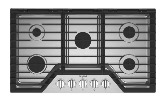 Whirlpool 36 in. 5-Burners Recessed Gas Cooktop in Stainless Steel with SpeedHeat Burner